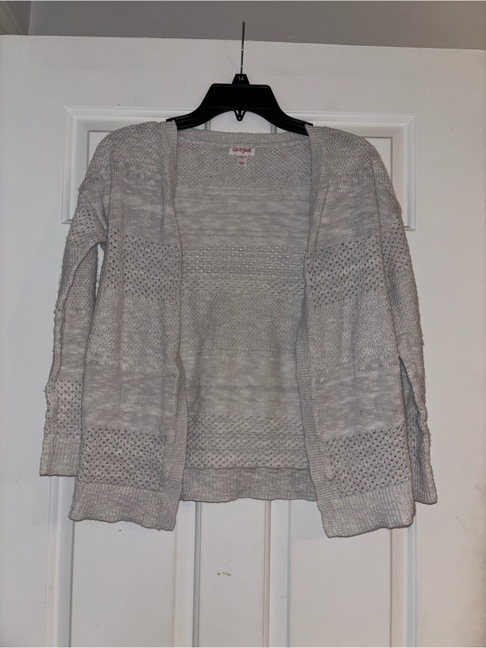 Cat & Jack Light Gray Open Front Knit Cardigan Sweater